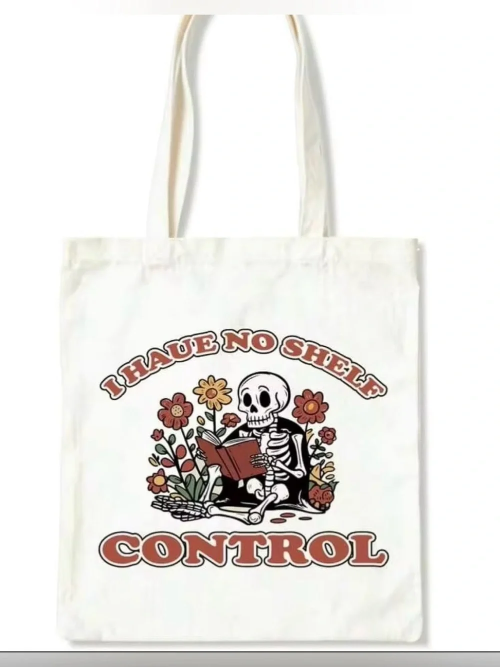 White Graphic Tote Bag 